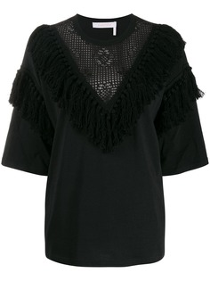 See By Chloé блузка с бахромой и кружевом
