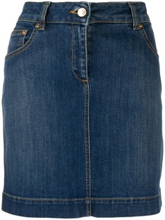 Moschino джинсовая юбка с вышивкой на карманах