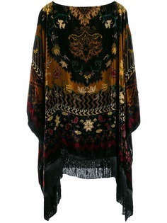Etro пончо с цветочной вышивкой
