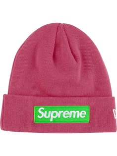 Supreme шапка бини в рубчик с логотипом