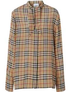 Burberry рубашка в клетку Vintage Check с бантом