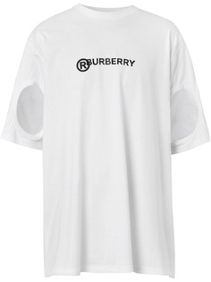 Burberry футболка с вырезными деталями и логотипом