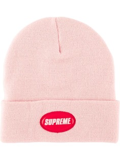 Supreme шапка бини с нашивкой-логотипом