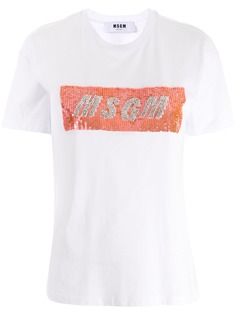 MSGM футболка с логотипом и пайетками
