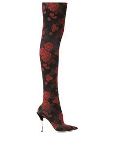 Dolce & Gabbana ботфорты с жаккардовым узором с розами