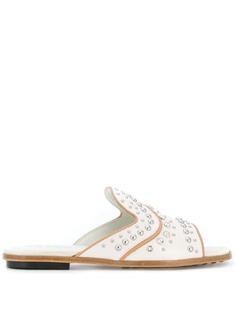 Tods шлепанцы с заклепками и кристаллами Tod`S