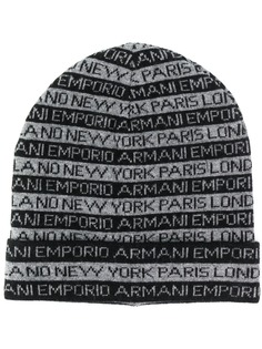 Emporio Armani шапка бини с принтом New York