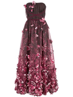 Marchesa Notte платье из органзы с цветочным принтом и драпировкой