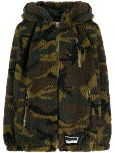 Miu Miu флисовая куртка с капюшоном и камуфляжным принтом