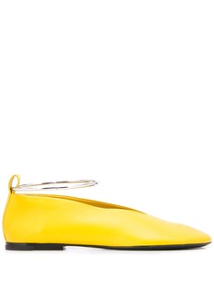 Jil Sander балетки с эффектом металлик