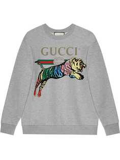 Gucci толстовка свободного кроя с заплаткой с тигром