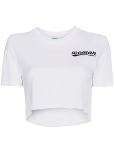 Off-White Woman Slogan Crop T-Shirt