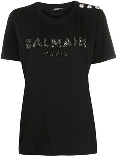 Balmain футболка с декорированным логотипом