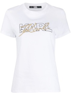 Karl Lagerfeld футболка с вышитым логотипом