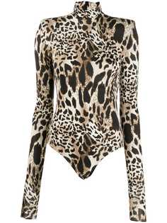 Alexandre Vauthier roll-neck animal print bodysuit