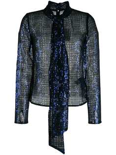 Self-Portrait check sequin blouse