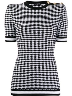Balmain трикотажный топ с короткими рукавами