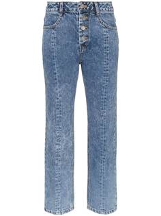SJYP укороченные джинсы с эффектом потертости