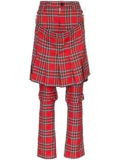 Ashley Williams layered tartan straight-leg trousers