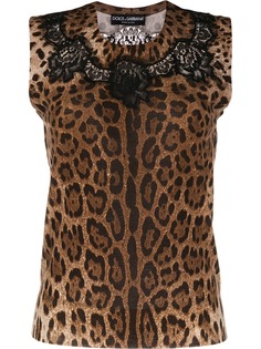 Dolce & Gabbana leopard print laced top