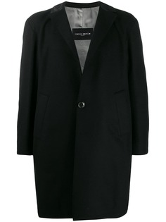 Frankie Morello logo patch single-breasted coat