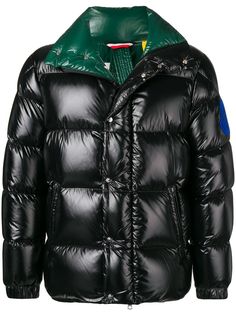 Moncler пальто-пуховик с контрастным дизайном