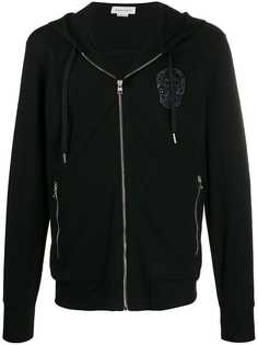 Alexander McQueen embroidered beaded skull zipped hoodie