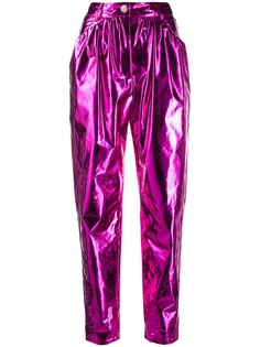 MSGM брюки с эффектом металлик