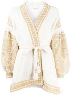 Mes Demoiselles embroidered belted jacket