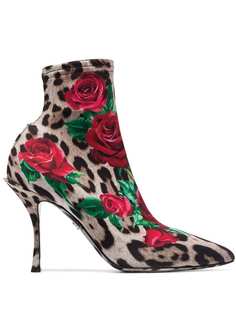 Dolce & Gabbana леопардовые ботильоны с цветочным принтом