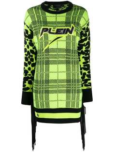 Philipp Plein трикотажное платье в клетку тартан
