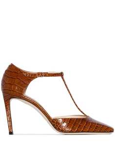 Jimmy Choo туфли Lexica 85 с тиснением под кожу крокодила и Т-образным ремешком