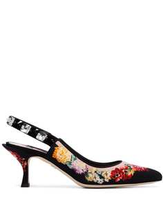Dolce & Gabbana туфли с ремешком на пятке и цветочным принтом