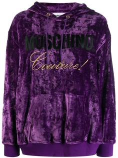 Moschino бархатное худи с логотипом