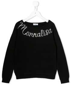 Monnalisa embellished logo jumper