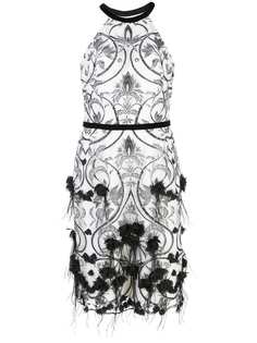Marchesa Notte 3D floral-print dress
