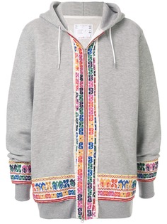 Sacai embroidered zipped hoodie