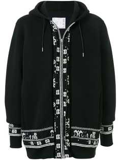 Sacai embroidered zipped hoodie