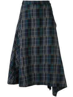 Ys check asymmetric skirt Y`s