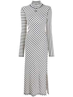 Loewe платье миди с вышитым логотипом и полосками