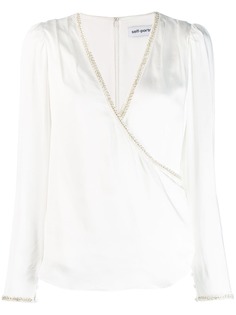 Self-Portrait embellished V-neck blouse