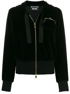 Boutique Moschino velour purse zip hoodie