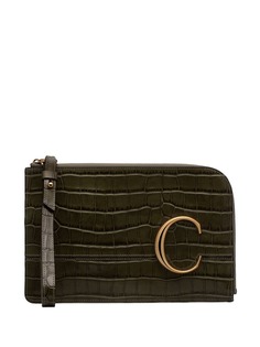 Chloé C croc-effect clutch