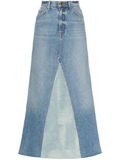 Khaite Magdalena two-tone denim skirt