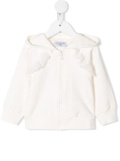 Monnalisa ruffled zip-up hoodie