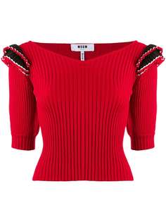 MSGM трикотажный топ с оборками на плечах
