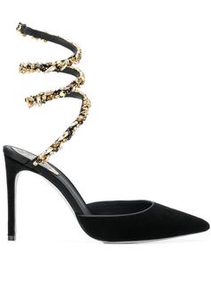 René Caovilla туфли-лодочки с ремешком в виде змеи с кристаллами