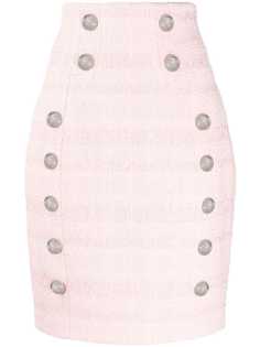 Balmain твидовая юбка-карандаш с пуговицами