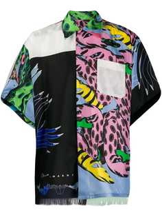 Marni contrast pattern panel shirt