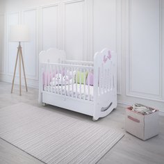 Кроватка-маятник Papaloni Bloom "Бабочки", 120×60 см